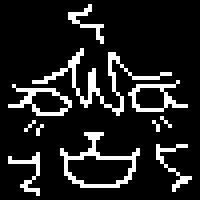 black and white pixel art of my tanuki sona, a close up headshot. for undertale 10 year anniversary 