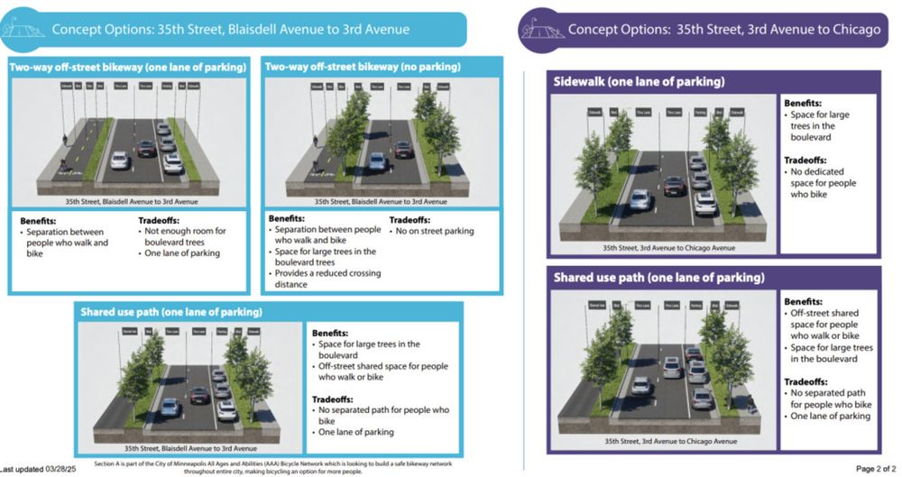Concept options for the reconstruction of 35th/36th Streets in Minneapolis.