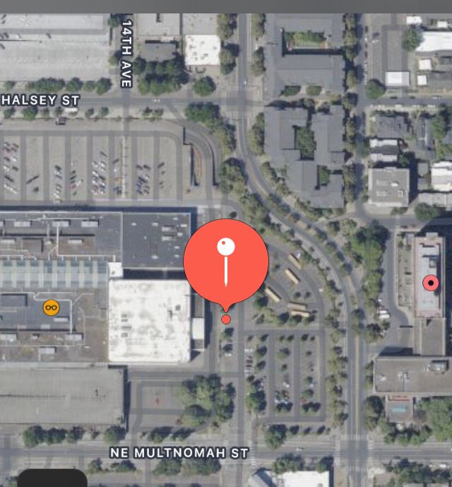 Map of parking Lloyd Center lot  off NE 16th between Halsey and Multnomah 