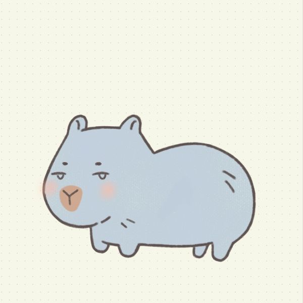 Picrew art of a blue capybara with a brown nose and unamused maybe bored eyes. Little rosy cheeks