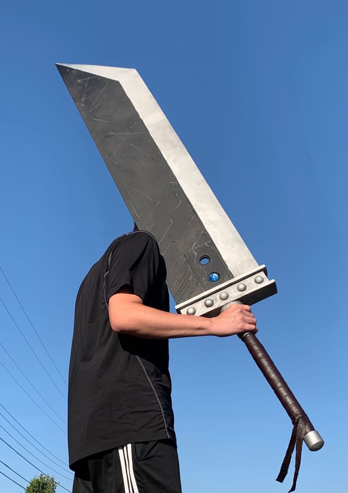 A prop of Cloud’s Buster Sword from Final Fantasy 7. 