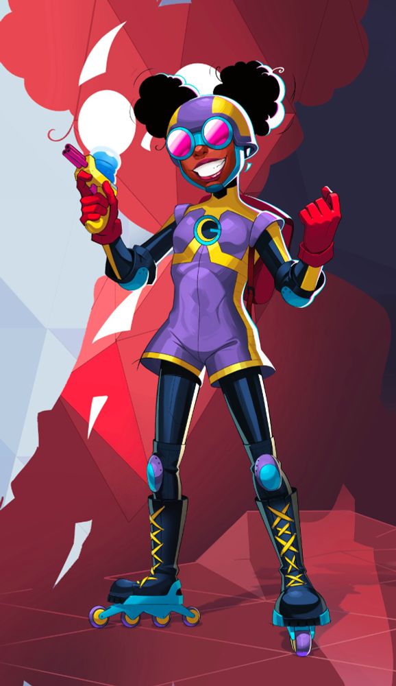 A close up of the previous image but cropped to just Moon Girl.