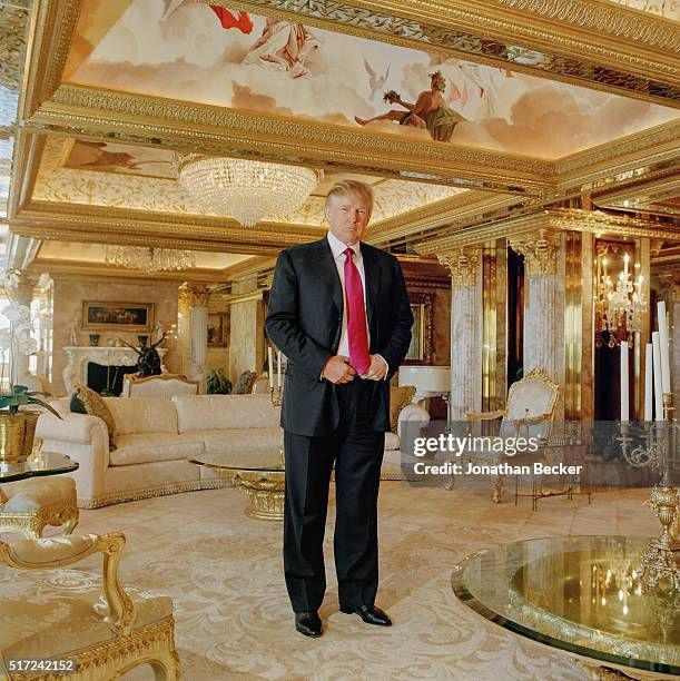 Trump, in trump tower, is surrounded by tacky gold stuff.