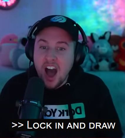 A screenshot of YouTuber Blake Jennings with the caption "Lock in and draw".