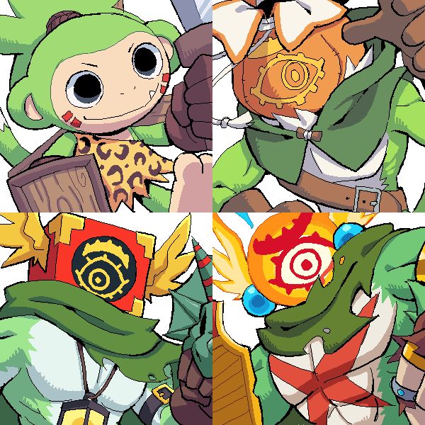 From top left to top right, then bottom left to bottom right:
1. Monmon - Taiga Moon
2. Havermon - Taiga Moon
3. Trovemon - Taiga Moon
4. Satellimon - Taiga Moon