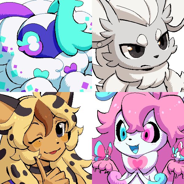 From top left to top right, then bottom left to bottom right:
1. moth - reshirii
2. Somnus - Somnus
3. Desdemona - TropicalSteppe
4. chiptune - reshirii