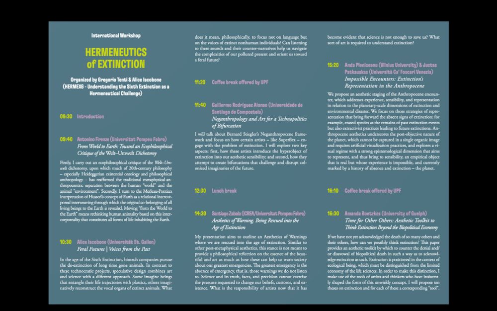 This is the program for the conference Hermeneutics of Extinction.