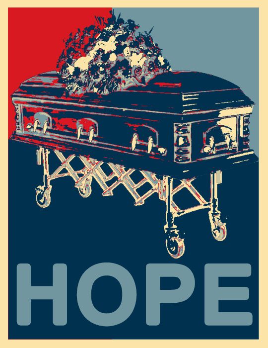 obama hope poster poorly remade as a casket because FDT