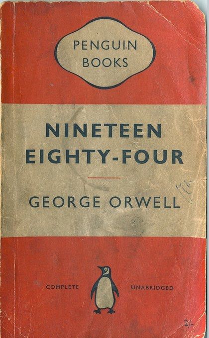 Penguin publisher book cover in orande and white