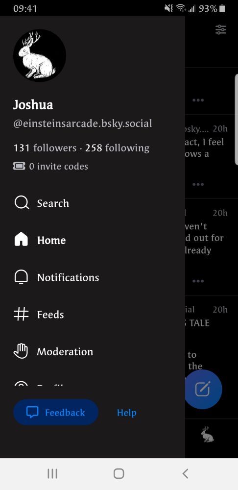Screenshot of bluesky app showing no invites