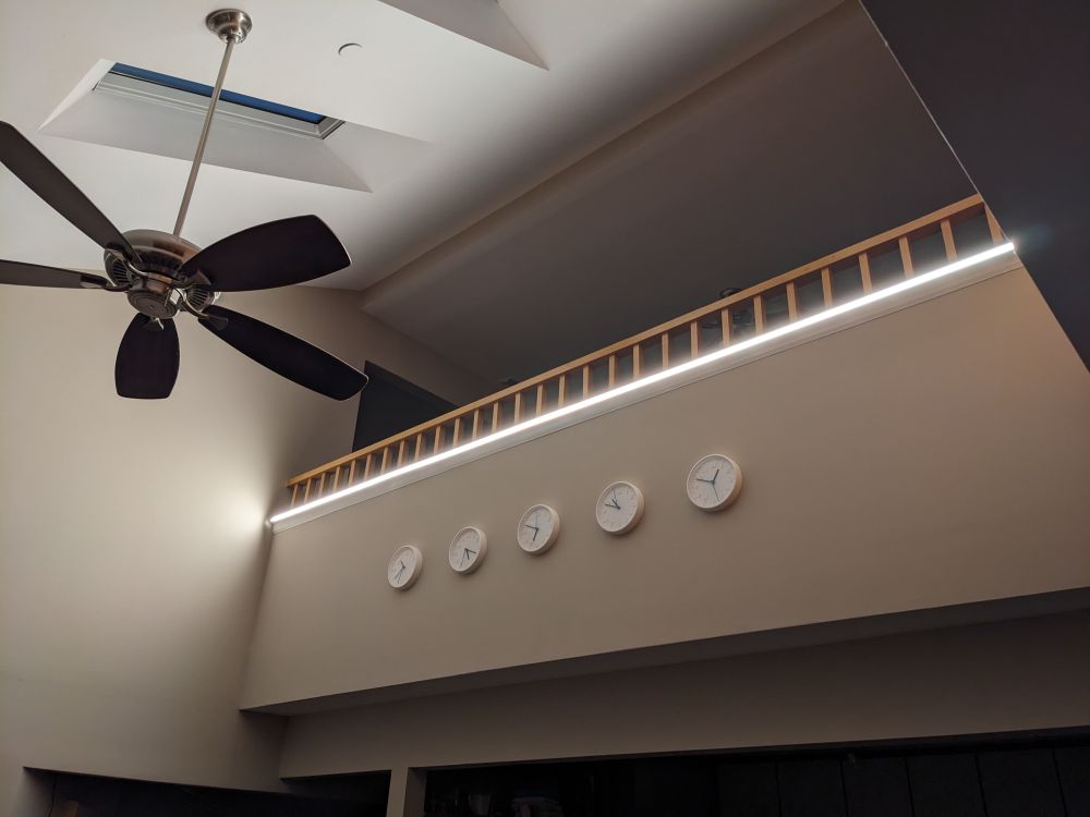 A light strip along the edge of a loft