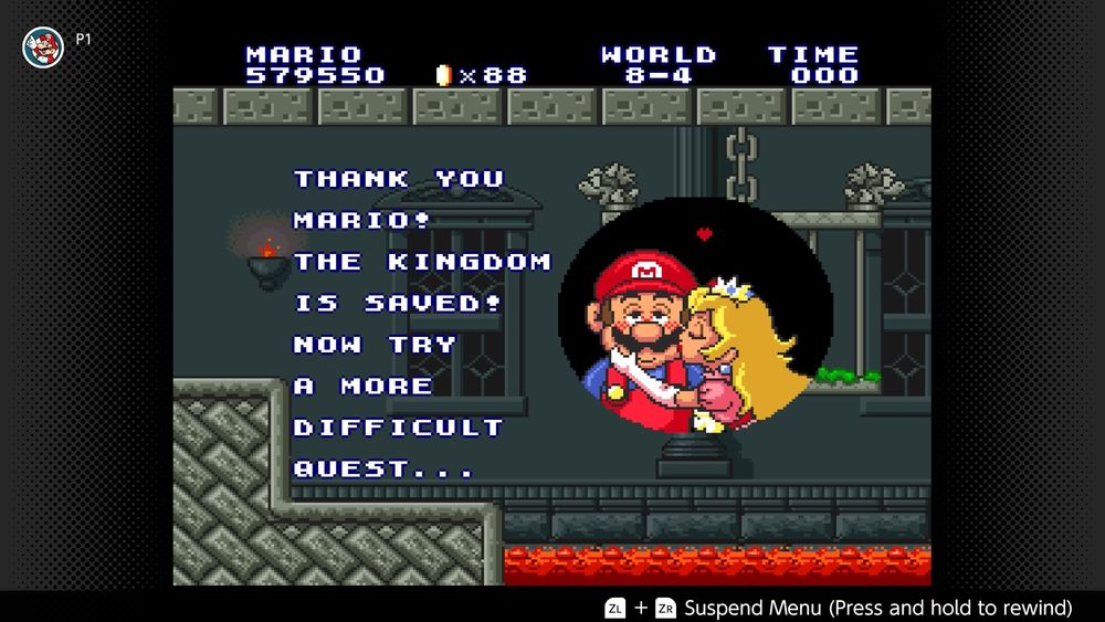 Ending scene of Super Mario Bros from the SNES All Stars version