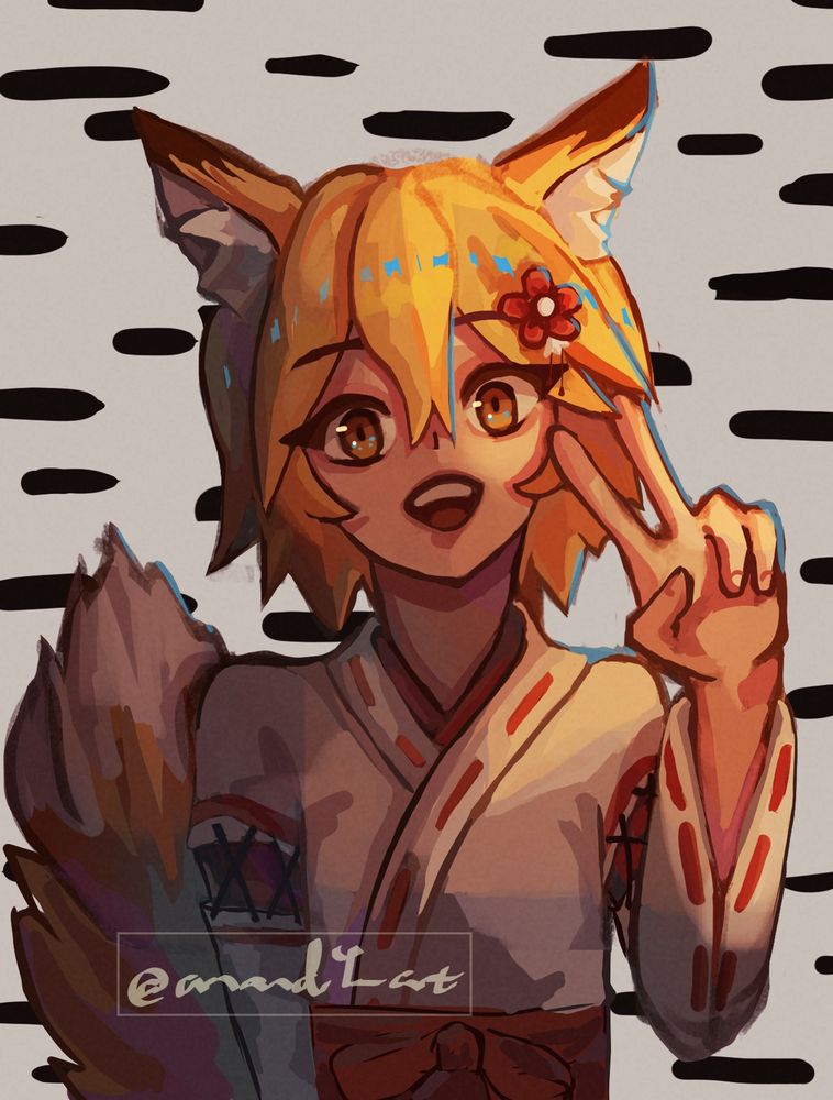 Fanart of Senko from Helpful kitsune senko
