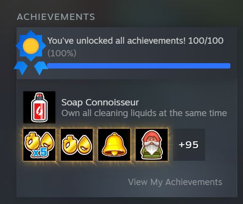 screenshot of my achievements in powerwash simulator, i 100%d that shit