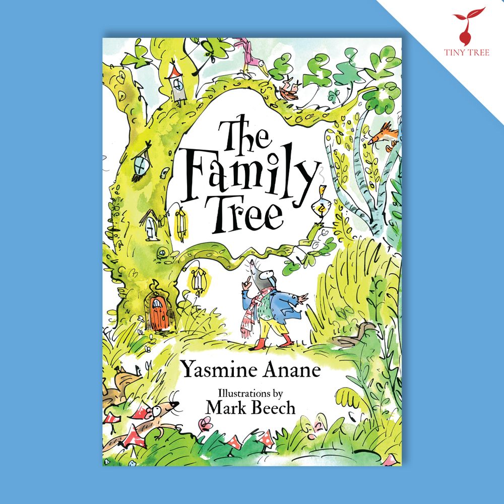 Cover of The Family Tree on a blue background.