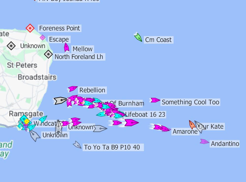 Extract showing a number of vessels on Marine Traffic