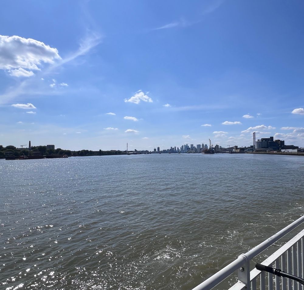 View looking over the side of the Woolwich Ferry