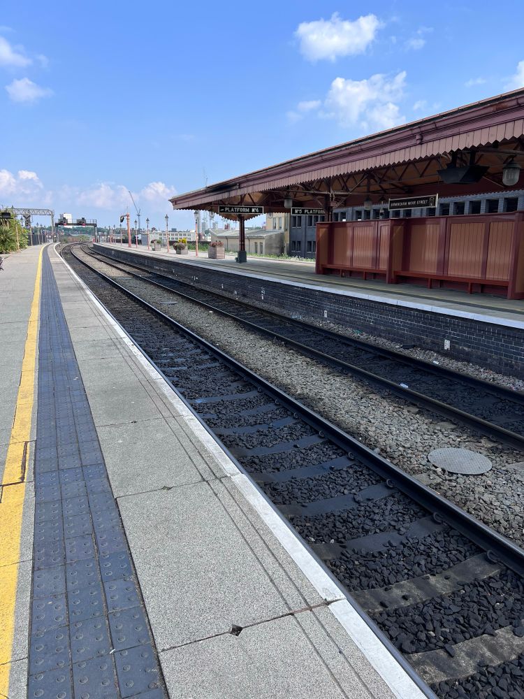 Picture of empty platforms at Birmingham Moor Street. 