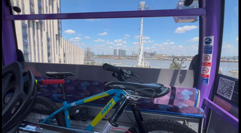 Bikes in a cable car pod. 