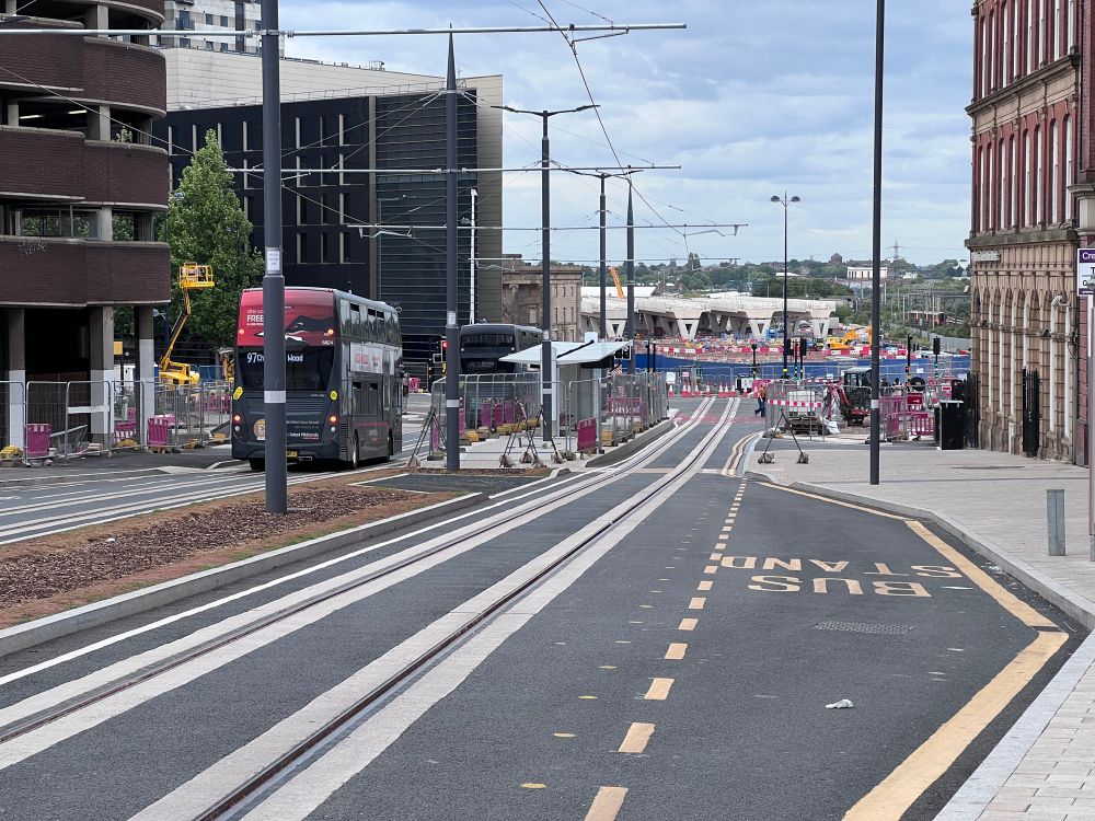 View looking downhill towards the site of the new Curzon Street station in Birmingham 