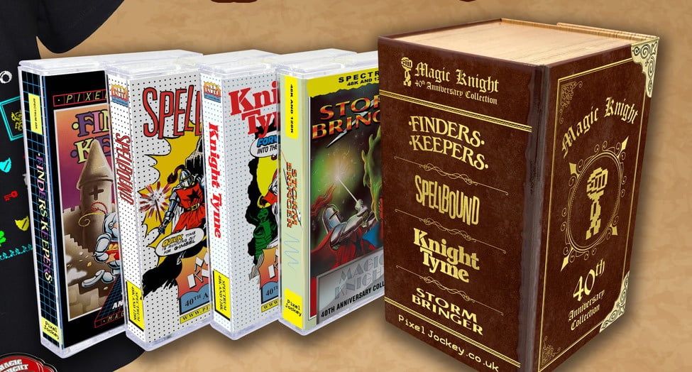 The Magic Knight Trilogy boss set for the ZX Spectrum: Finders Keepers, Spellbound, Knight Tyme and Storm Bringer.