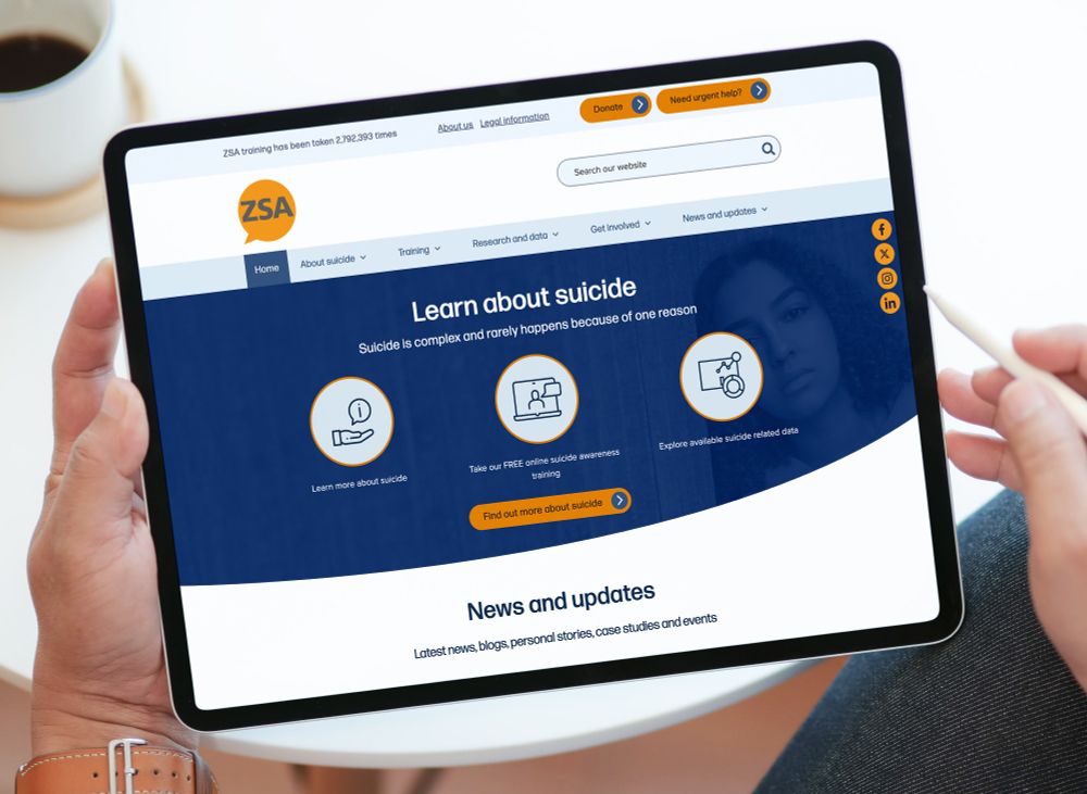 ZSA website shown on ipad screen