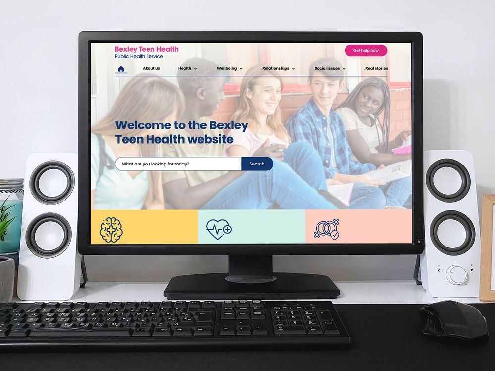 Bexley Teen Health website shown on computer screen