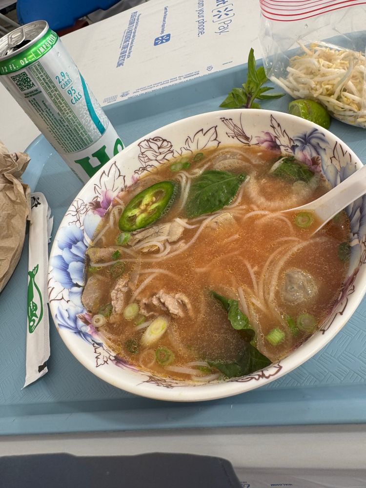 Bowl of pho and a Heineken at Tet Fest