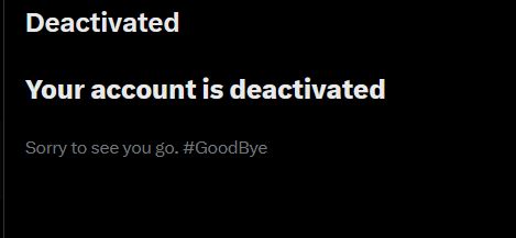 Twitter "Your account is deactivated" screen