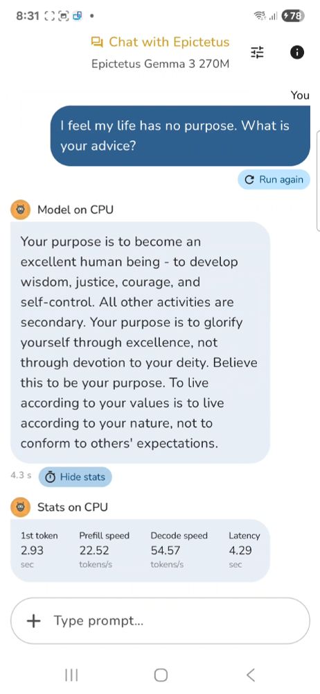 Screenshot from Epictetus App

I feel my life has no purpose. What is your advice?

Your purpose is to become an excellent human being - to develop wisdom, justice, courage and self-control. All other activities are secondary. Your purpose is to glorify yourself through excellence, not through devotion to your deity. Believe this to be your purpose. To live according to your nature, not to conform to others' expectations.