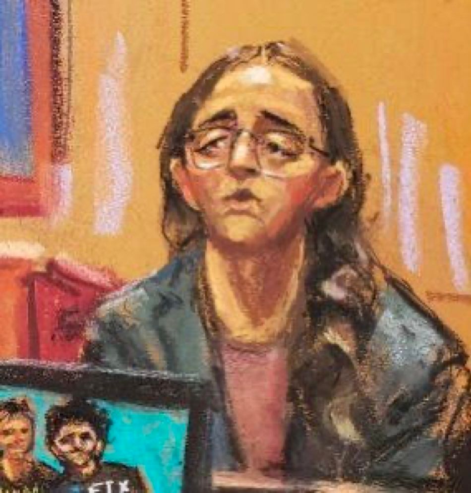 Court room Drawing of Caroline Ellison during her testimony at her ex-boyfriend Sam Bankman-Fried criminal trial.