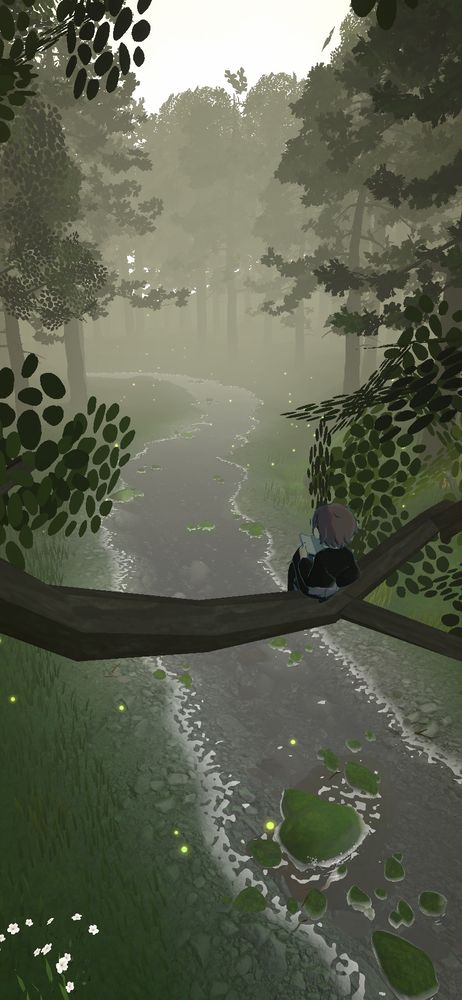 gogh(ゴッホ)スクショ　霧の森　蛍　木の上