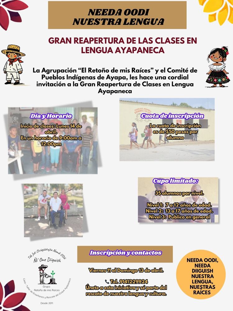 Poster de reapertura de clases de ayapaneco