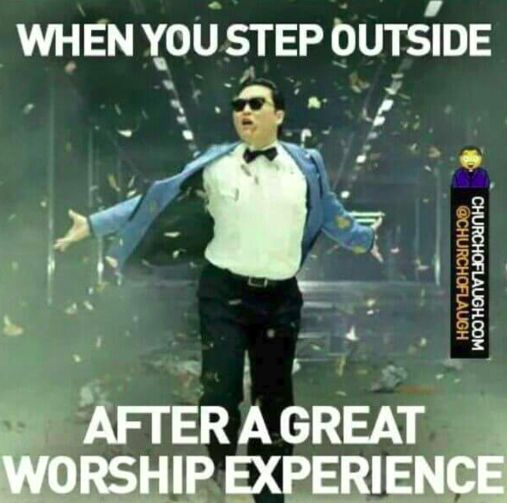 gangnam style meme about how cool church is or whatever