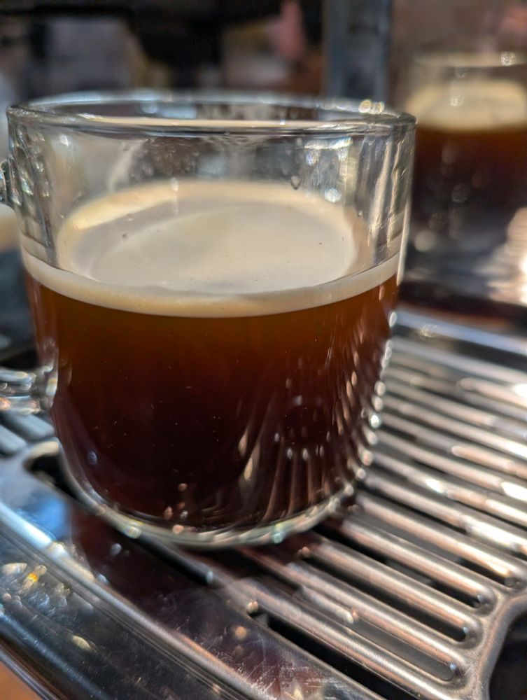 Glass of cold brew coffee brewed on the Oracle Jet coffee machine.