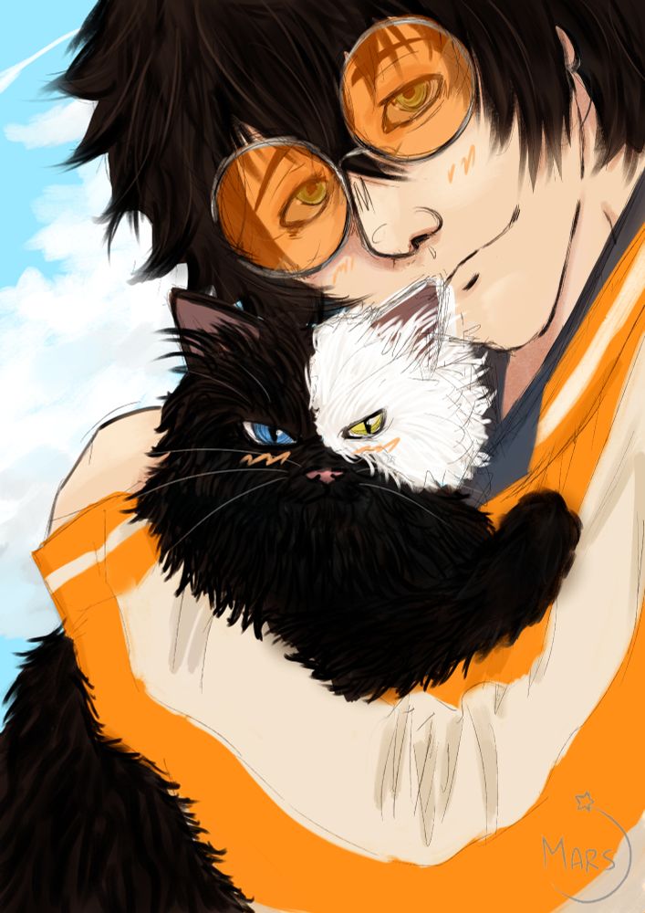 Togame holding a kitty Sakura from Windbreaker