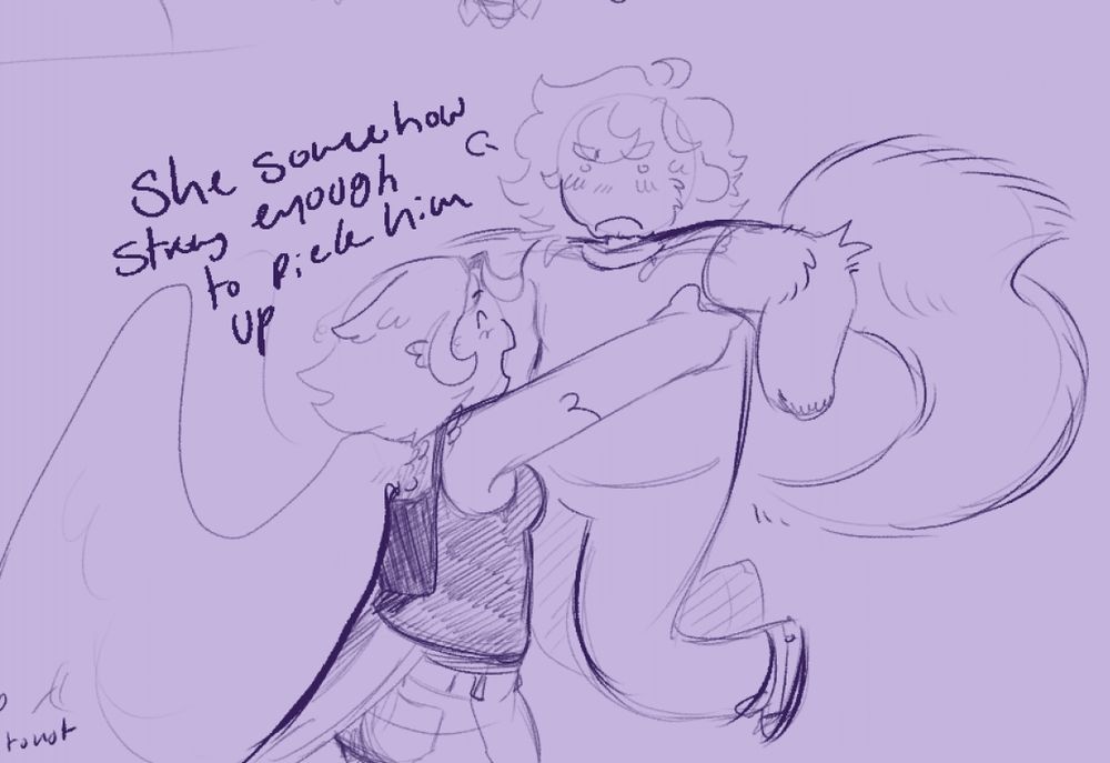 The one picking up the person has wings...