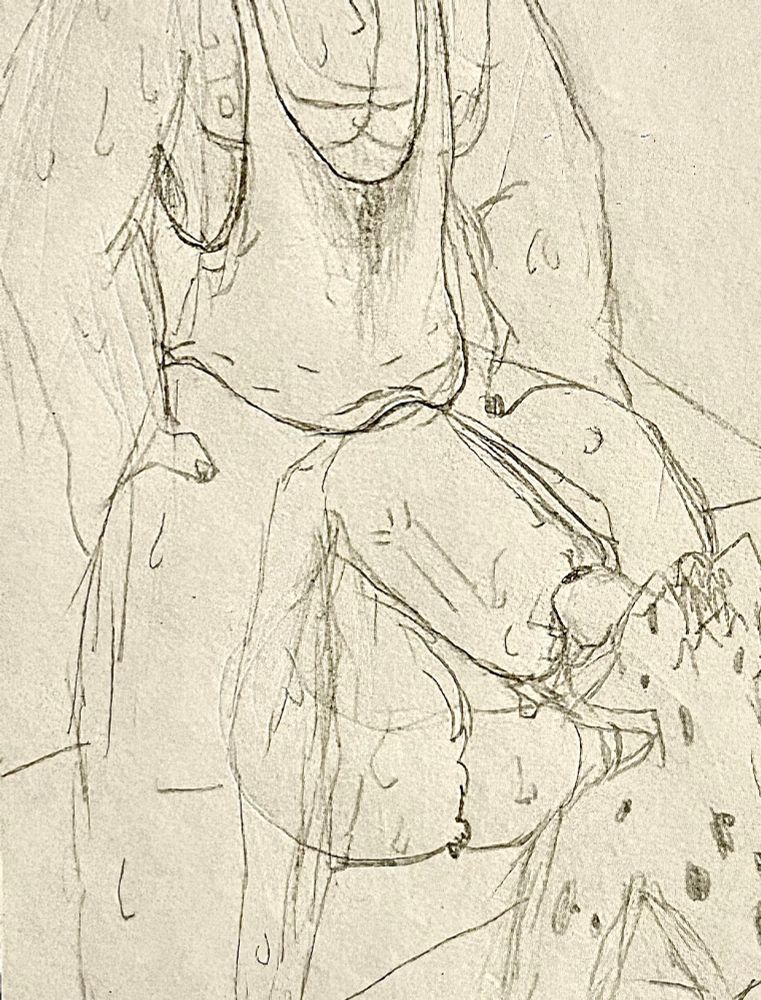 A sneak preview of my new OC. They are muscular and wearing a sweaty tank top while Pine is on his knees sucking their cock obediently ;3 

Very excited for y’all to see them in their full glory, I’m super happy with how they turned out~~