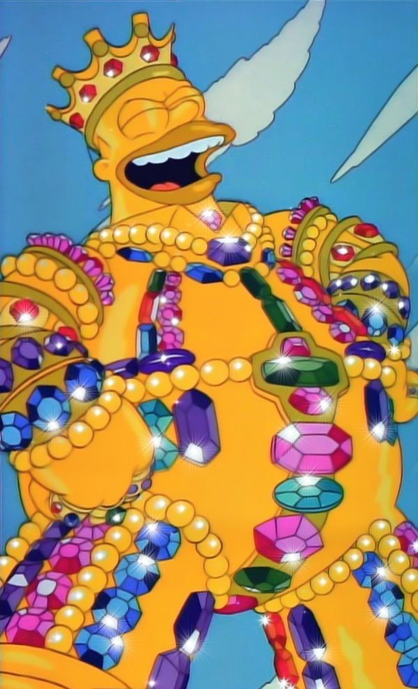 Golden giant Homer Simpson covered in jewels