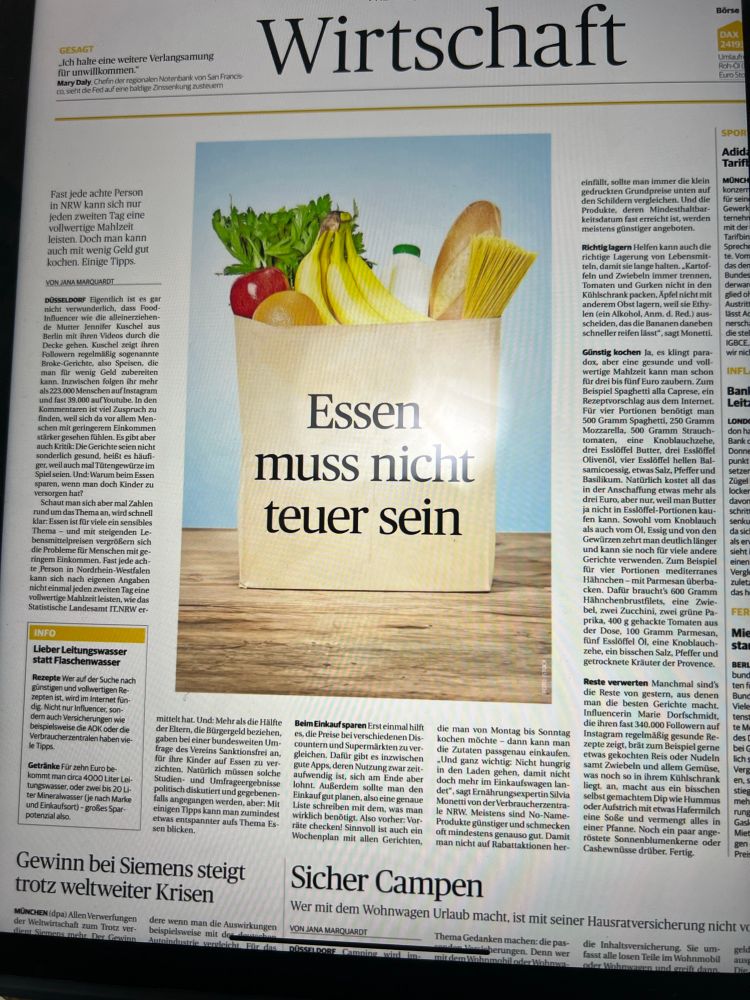 Foto eines Zeitungsartikels der Rheinischen Post. 