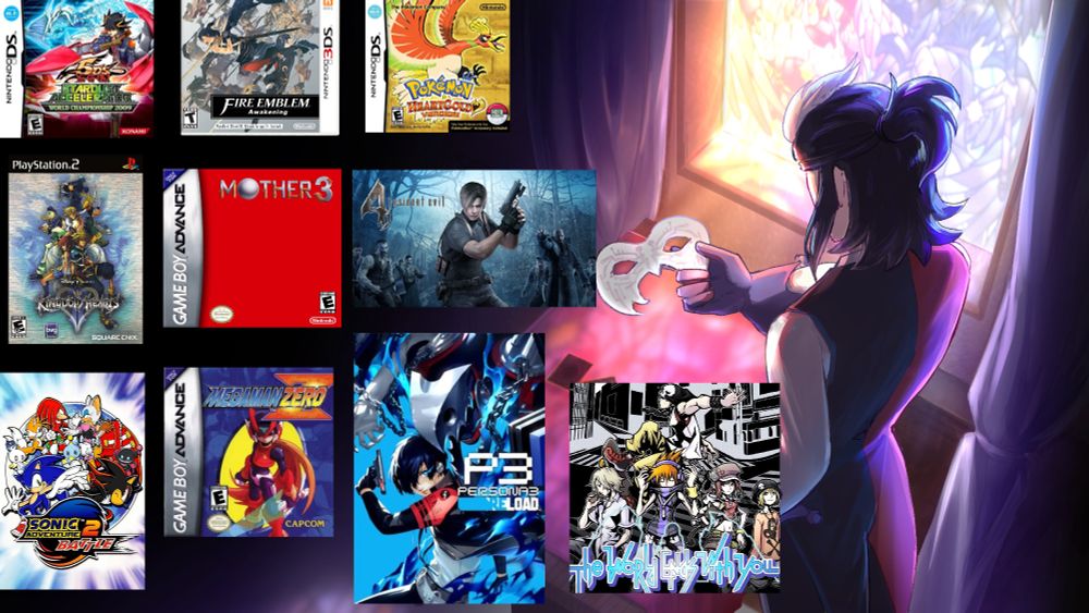 My 10 Games To Get to Know Me post
The games in no order:
Yu-Gi-Oh 5Ds Stardust Accelerator
Fire Emblem Awakening
Pokemon Heart Gold
Kingdom Hearts 2
Mother 3
Resident Evil 4
Sonic Adventure 2 Battle
Mega Man Zero
Persona 3 Reload
The World Ends With You