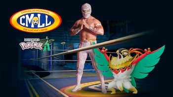 CMLL x Pokemon Legends Z-A crossover event, promoting Mistico and Mega Hawlucha