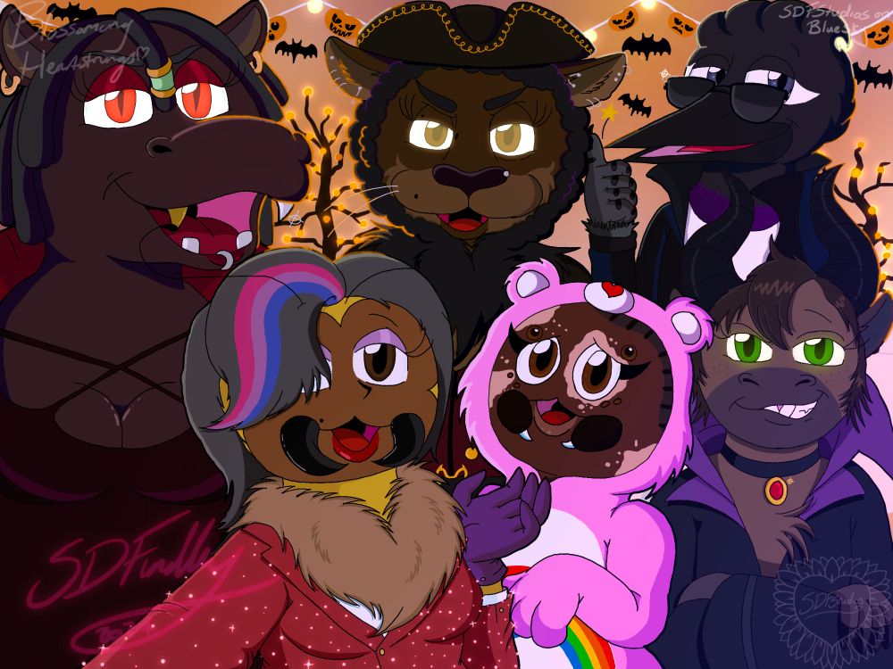 Dani lioness is a pirate, Malika bumblebee  is Jessica Rabbit, Amirah hippo is a  vampire, London hummingbird is the Fonz from Happy Days, Spring jumping spider is a Care Bear and Clementine capybara is Maleficent from Sleeping Beauty