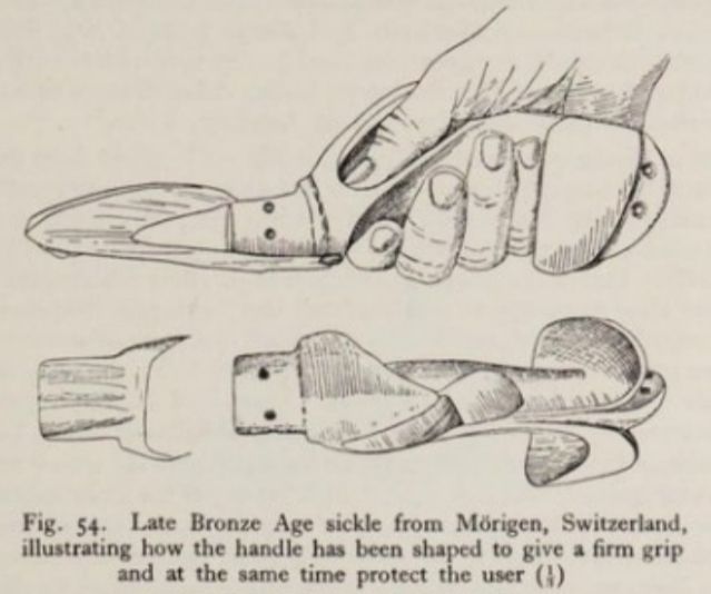 Publication drawing of Bronze age sickle handle.