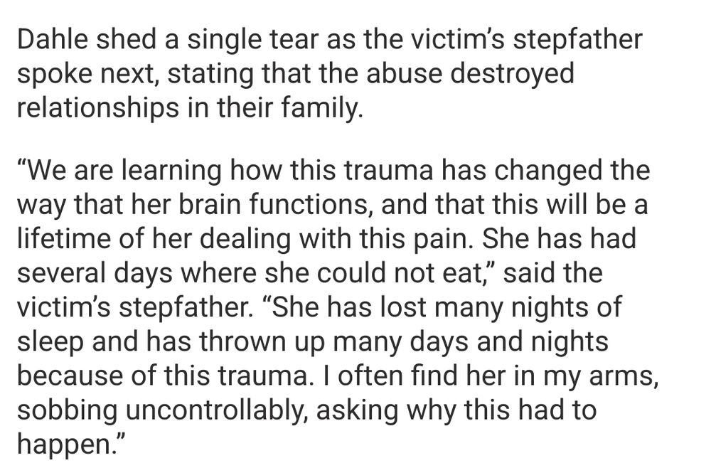 Clips from the article with victim & family statements.