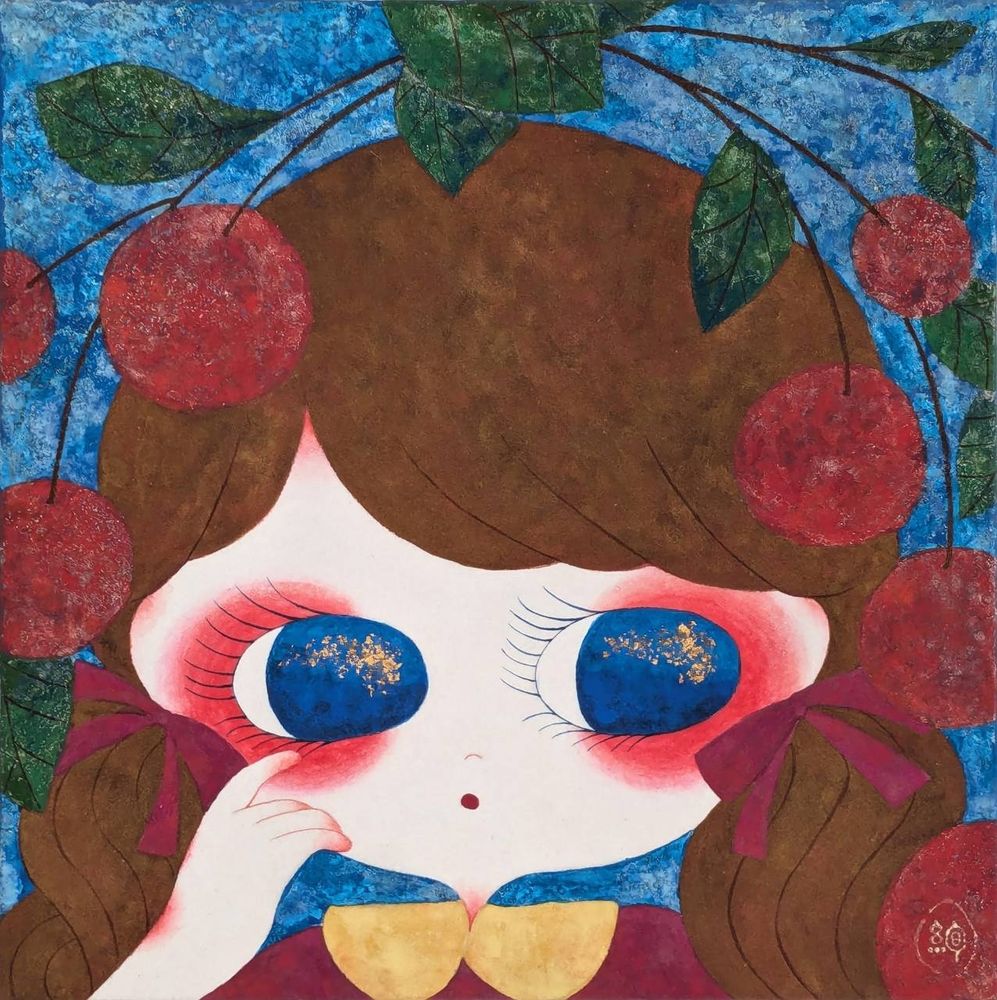 日本画〈ひめりんご〉