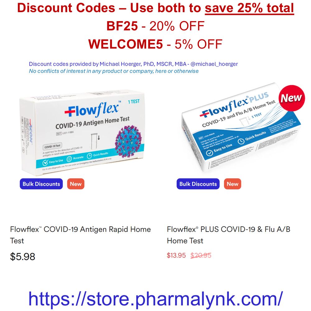 Stack these discount codes - Use both to save 25% total

BF25 - 20% OFF
WELCOME5 - 5% OFF

store.pharmalynk.com
