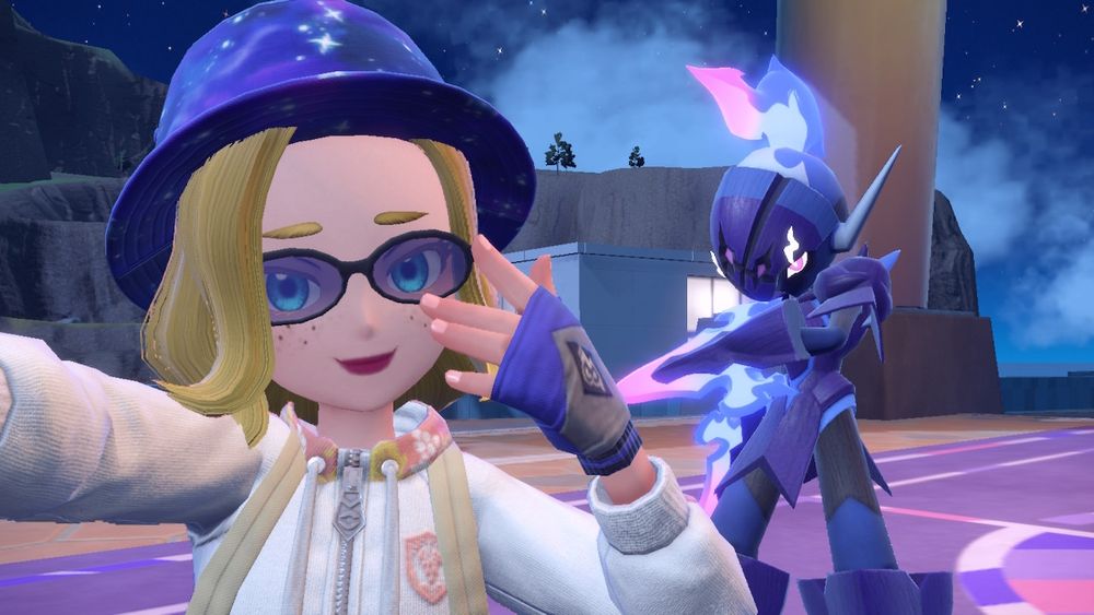 Me taking a selfie with Raziel, my Ceruledge, after i FINALLY caught him posing