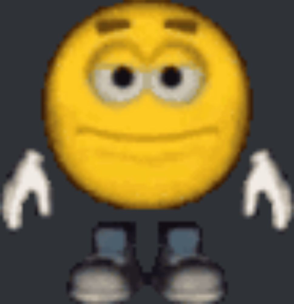 a cartoon smiley face with arms and legs is wearing a pair of blue shoes .