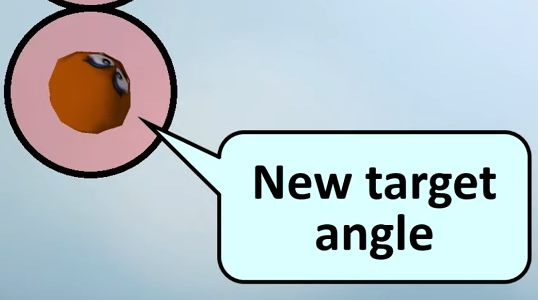 A Goomba saying "New target angle". this is a screencap from 
pannenkoek2012's video "Every Goomba Glitch in Super Mario 64".